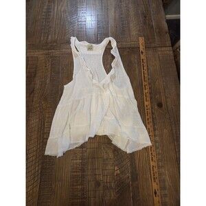 Jaded Gypsy Gamma Waves Boho Hippie Tank White Size S/M Linen Cotton Blend